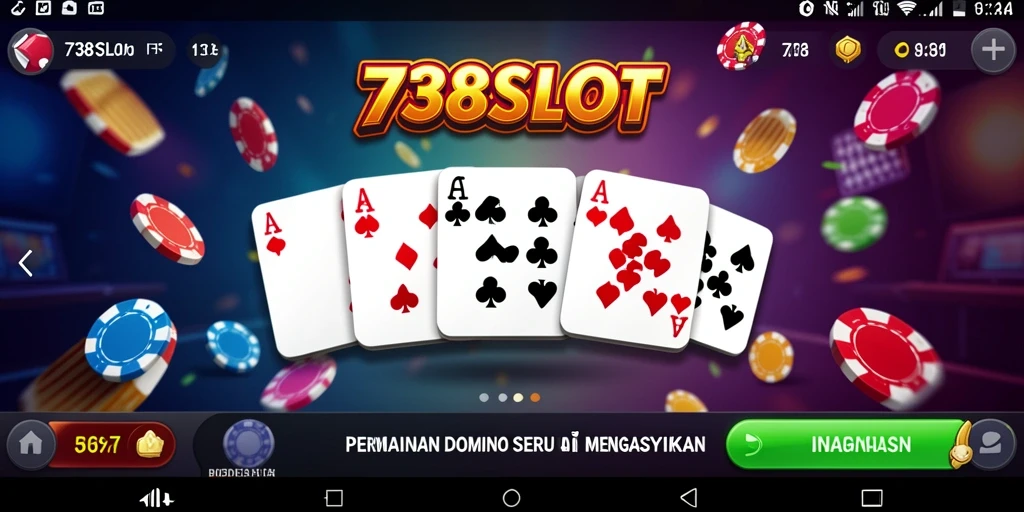 Screenshot utama 738SLOT menunjukkan momen seru permainan Domino.