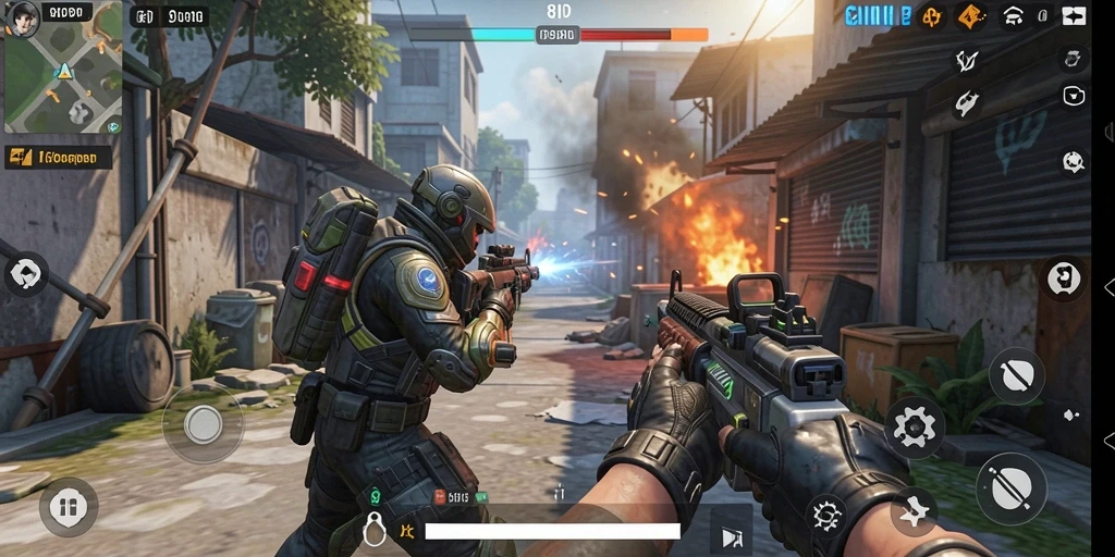 Tampilkan aksi seru dalam gameplay menembak di 8ID.