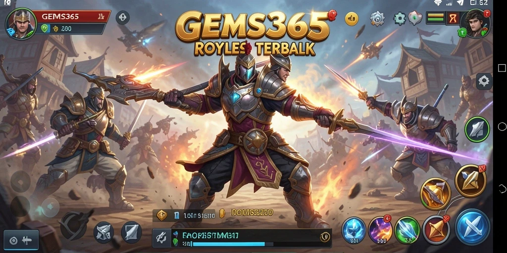 Tampilan gameplay GEMS365 dalam pertempuran sengit.
