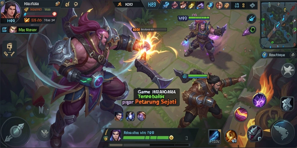 Tampilan spektakuler gameplay MOBA di H89 dengan berbagai karakter.