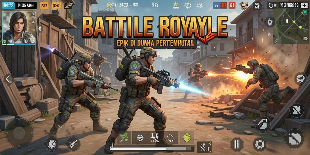 Tangkapan layar IN22 menunjukkan pertarungan seru dalam pertempuran Battle Royale.