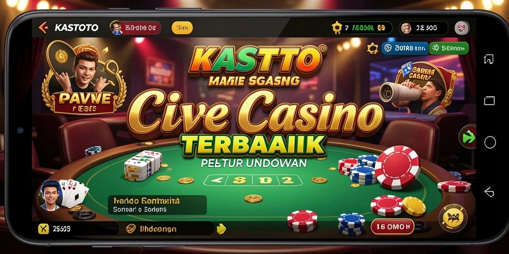Screenshot utama KASTOTO menampilkan dealer langsung dan meja permainan yang seru.