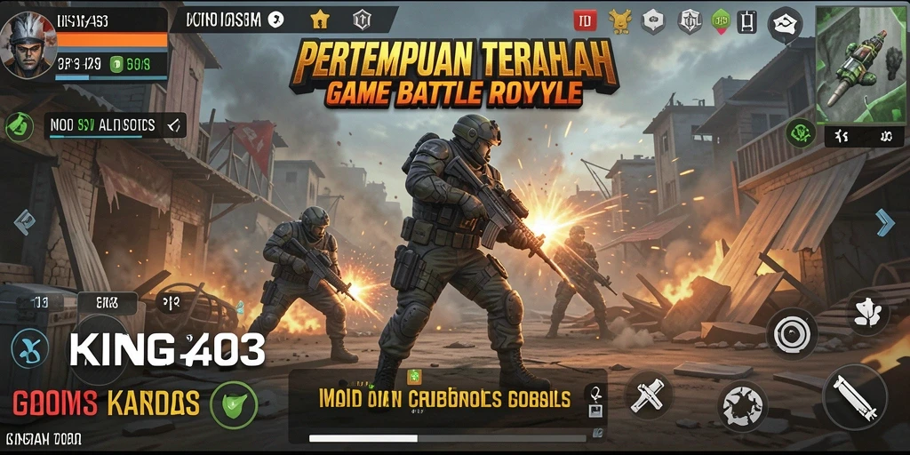 Tampilan screenshot KING403 menampilkan aksi intens dalam pertempuran Battle Royale.