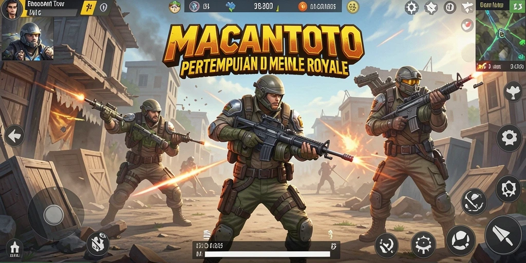 Tangkapan layar gameplay Battle Royale yang mendebarkan.