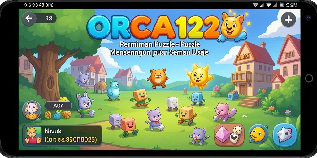 Tangkapan layar gameplay ORCA128 yang penuh warna dan menantang.