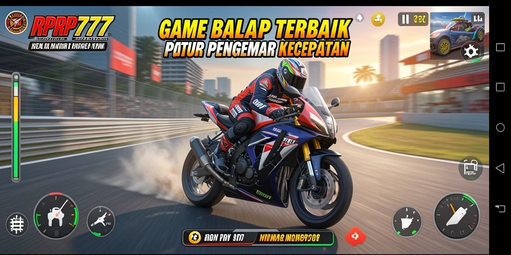 Tampilan gameplay RPRP777 yang menarik saat balap motor.