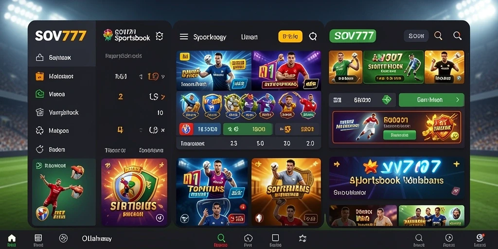 Tampilan screenshot gameplay SOV777 dengan berbagai pilihan taruhan olahraga.