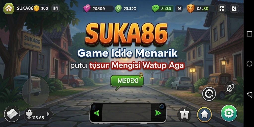 Tampilan permainan <strong>SUKA86</strong> dengan karakter dan sumber daya yang berkembang.